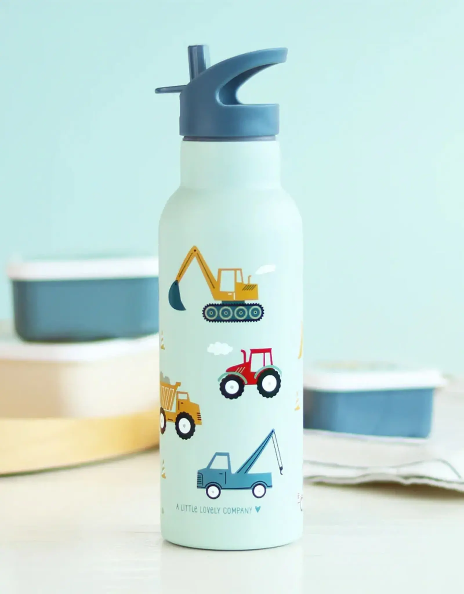 A Little Lovely Company RVS Drinkfles 500 ml - Voertuigen