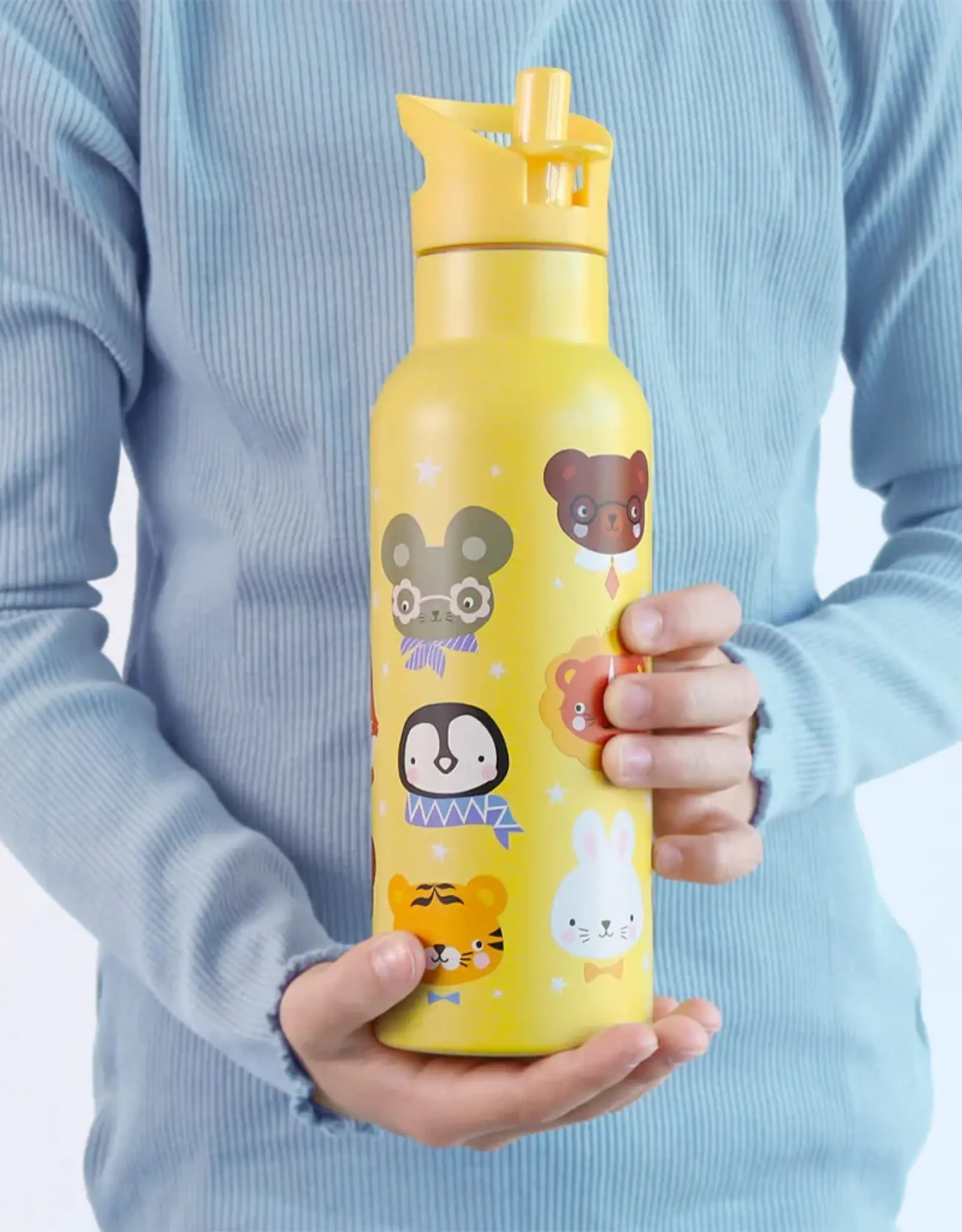 A Little Lovely Company RVS Drinkfles 500 ml - Dierenvriendjes