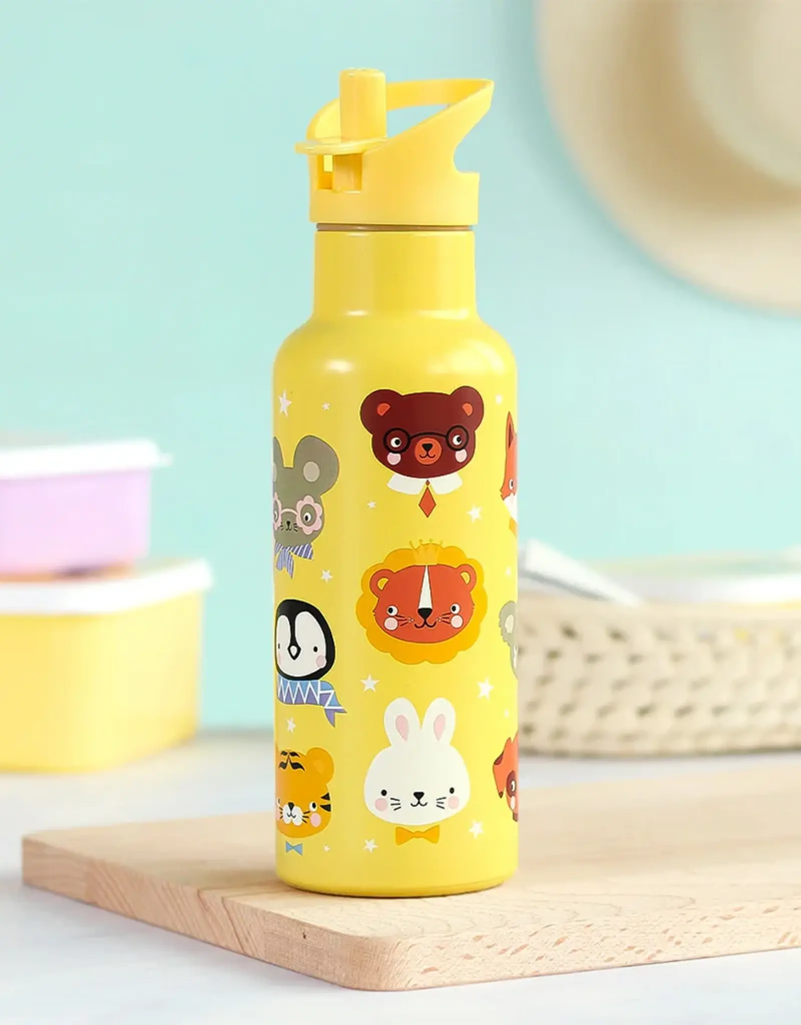 A Little Lovely Company RVS Drinkfles 500 ml - Dierenvriendjes