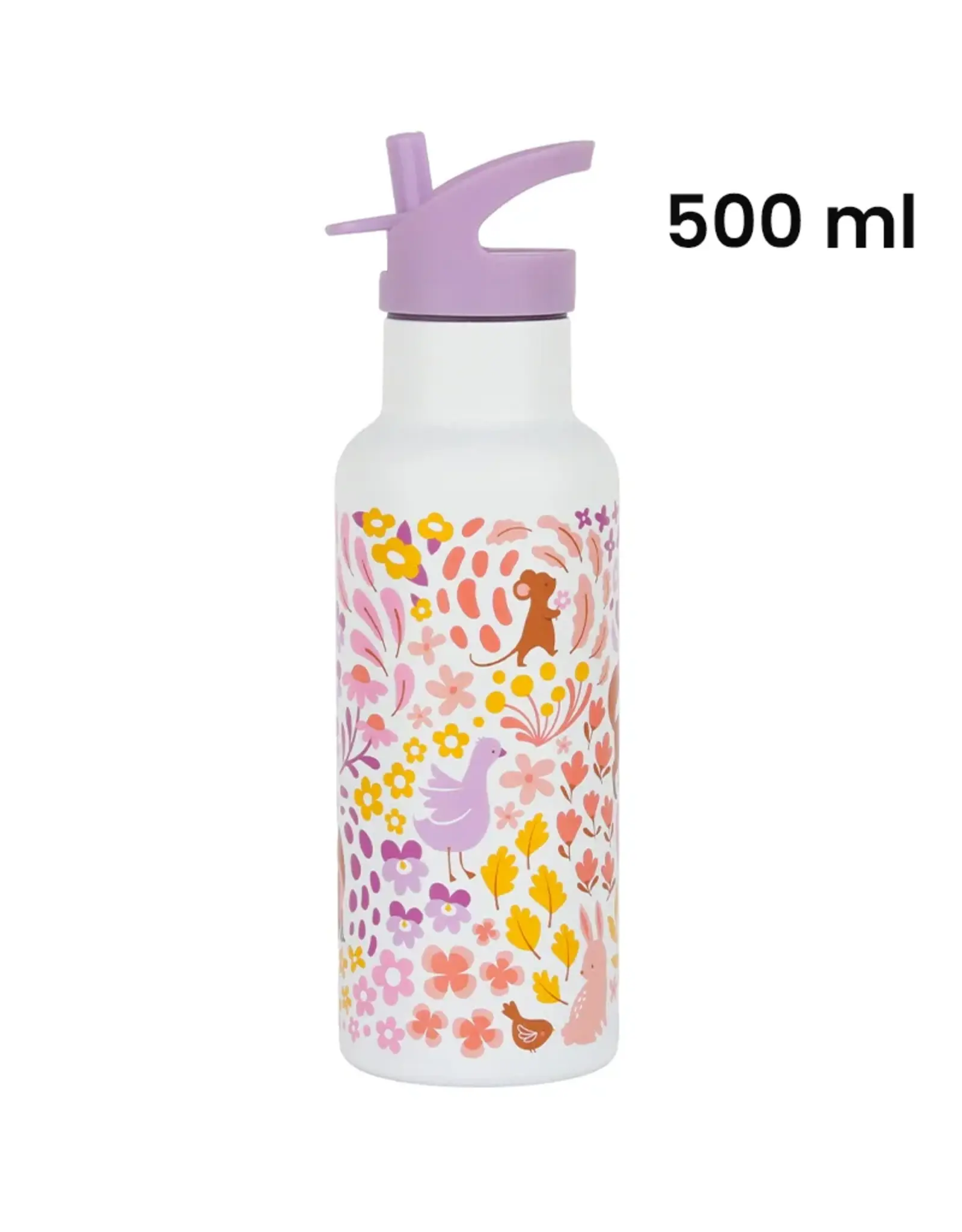 A Little Lovely Company RVS Drinkfles 500 ml - Bloementuin