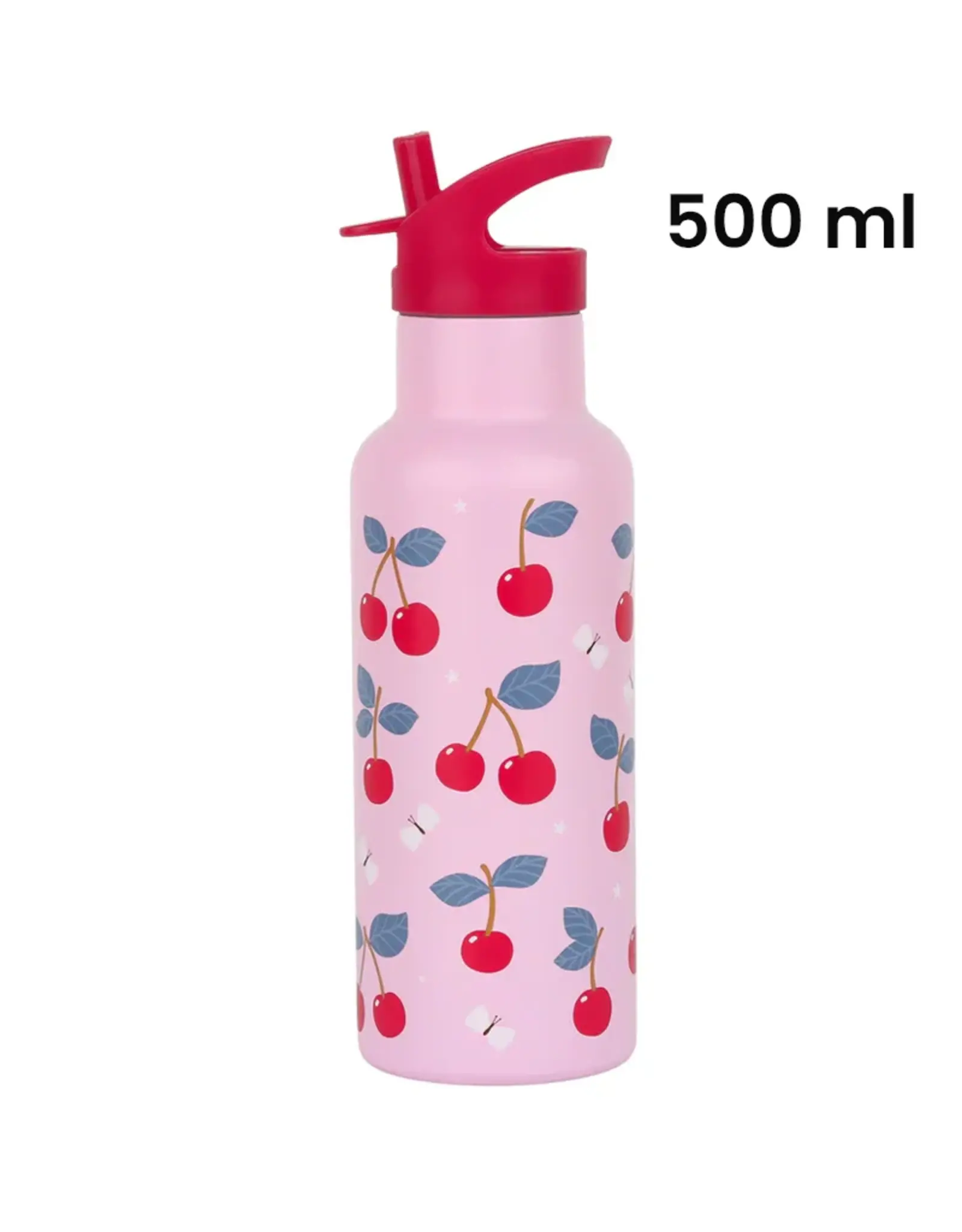 A Little Lovely Company RVS Drinkfles 500 ml - Kersen