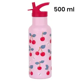 A Little Lovely Company RVS Drinkfles 500 ml - Kersen