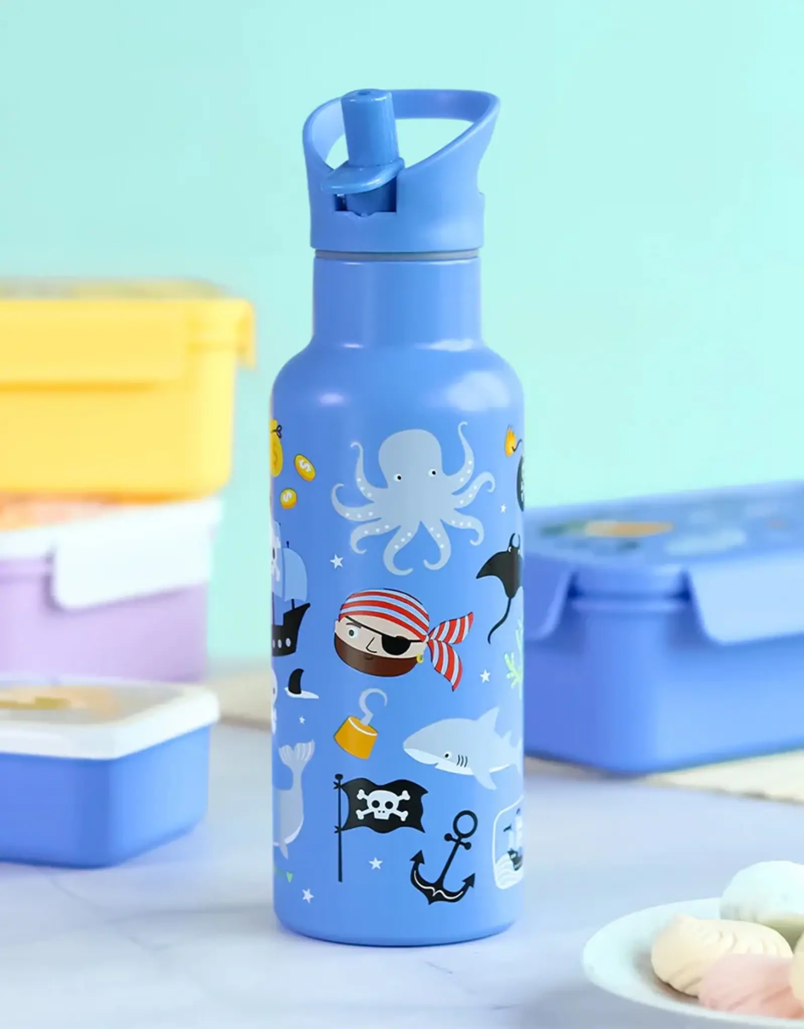 A Little Lovely Company RVS Drinkfles 500 ml - Piraten