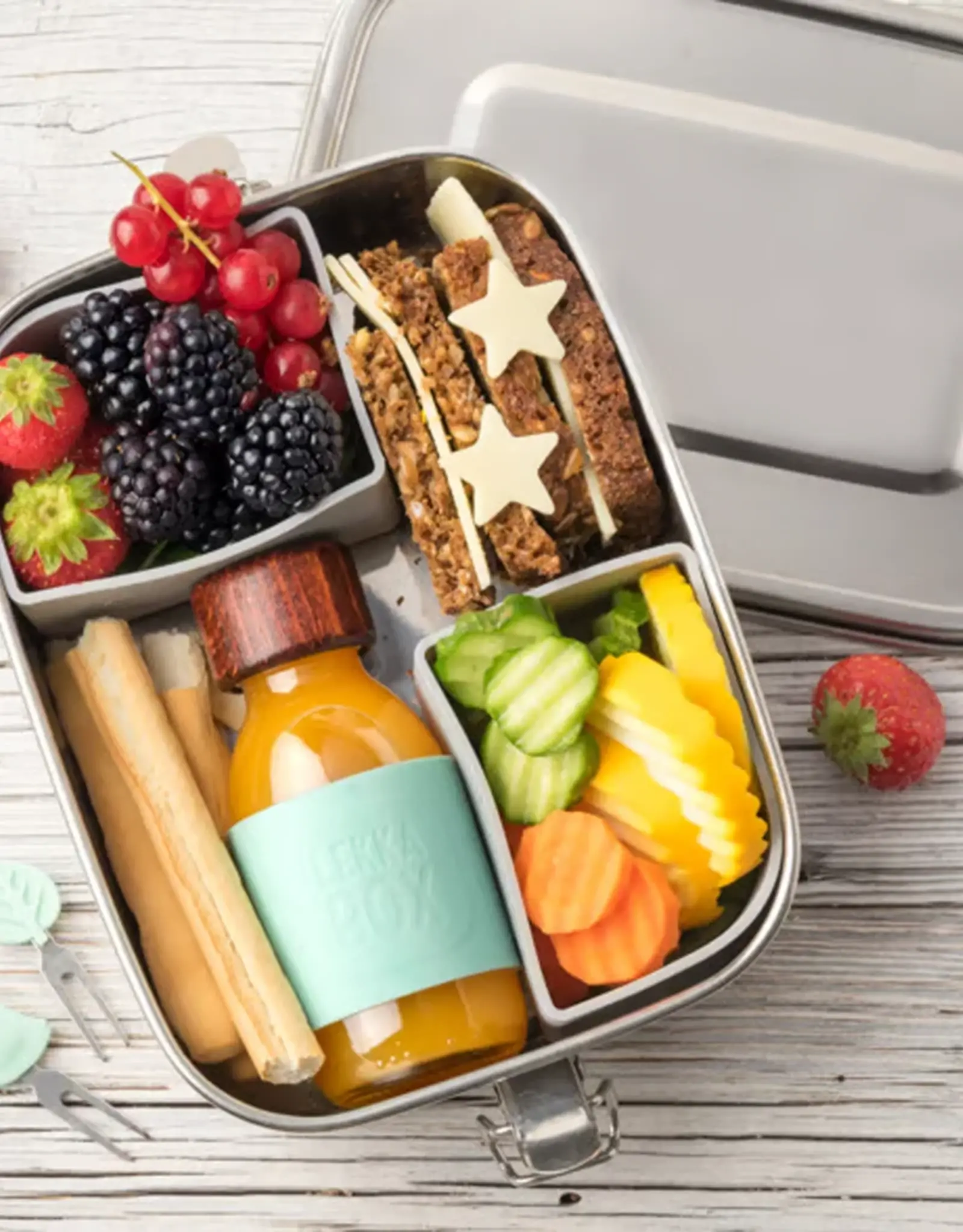 LEKKABOX Lekkabox Safe RVS Bentobox - 1000ml met flexibele verdeler