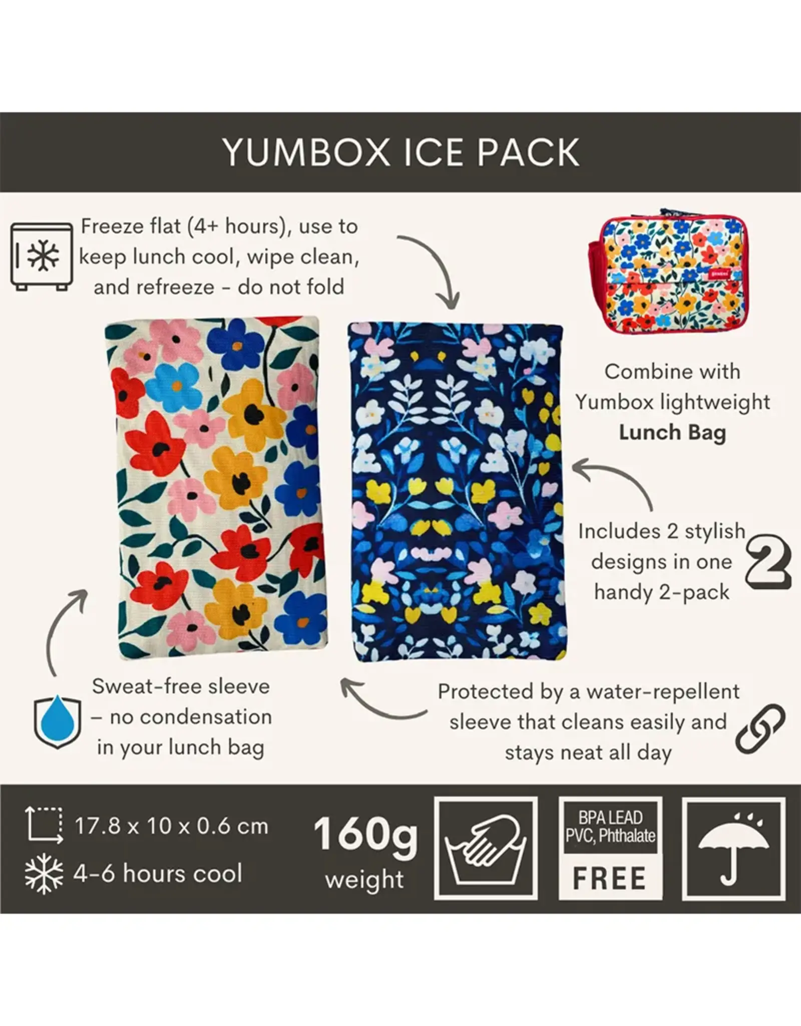 Yumbox Yumbox Soft Gel Ice Packs: Set van 2 koelelementen – Bloemen