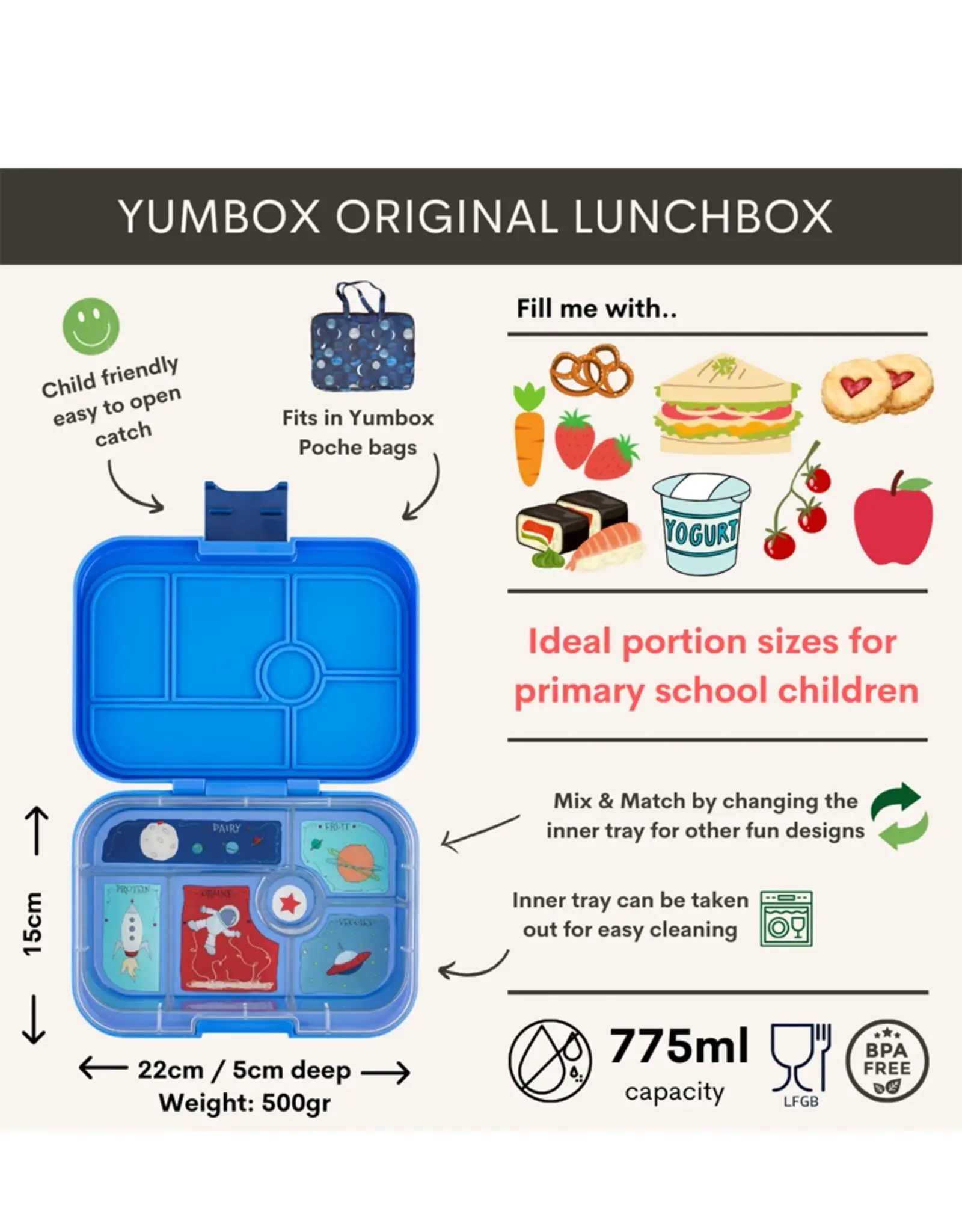 Yumbox Yumbox Original 6-vakken - Surf Blue (Rocket)