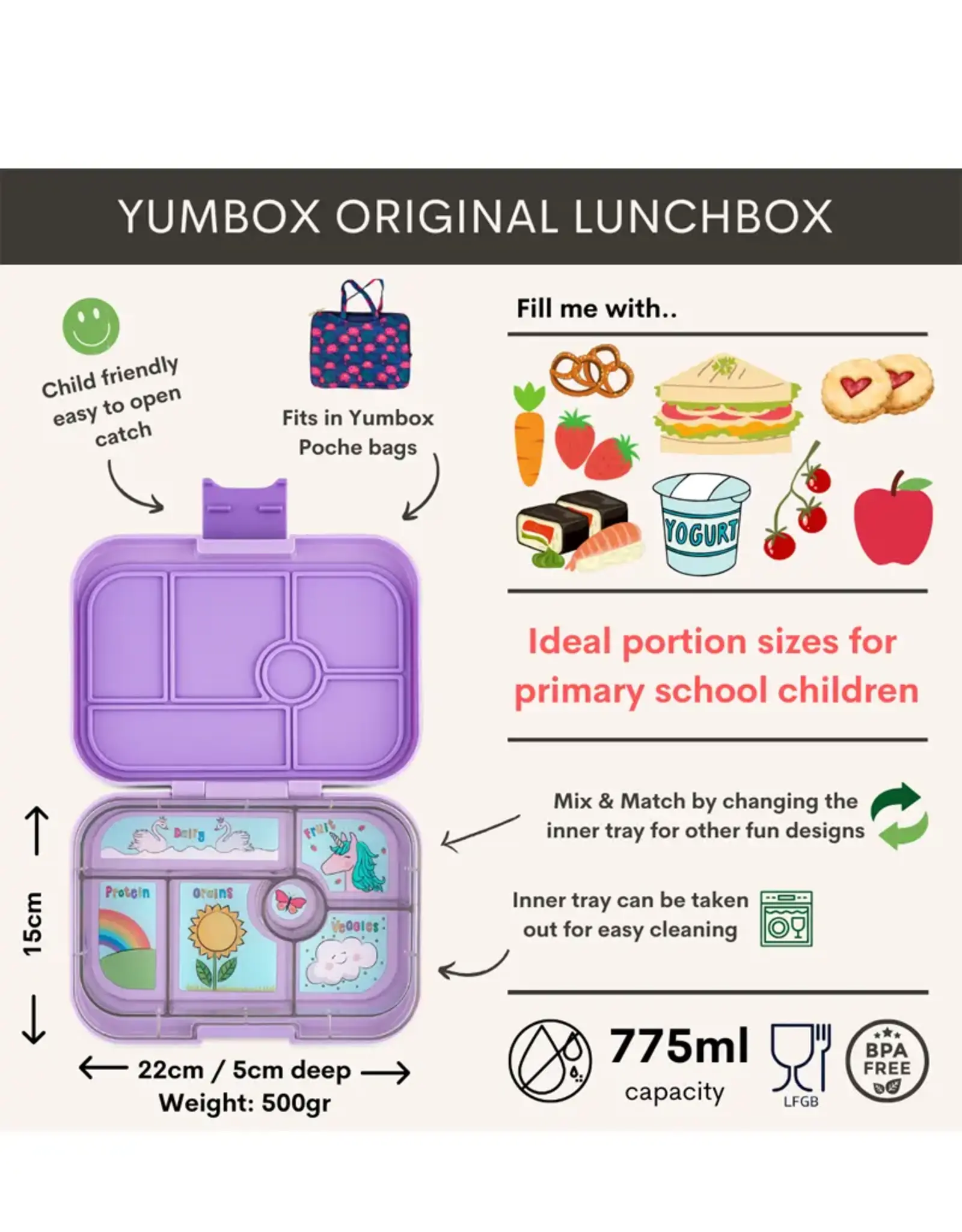 Yumbox Yumbox Original 6-vakken - Lavande Purple (Unicorn)