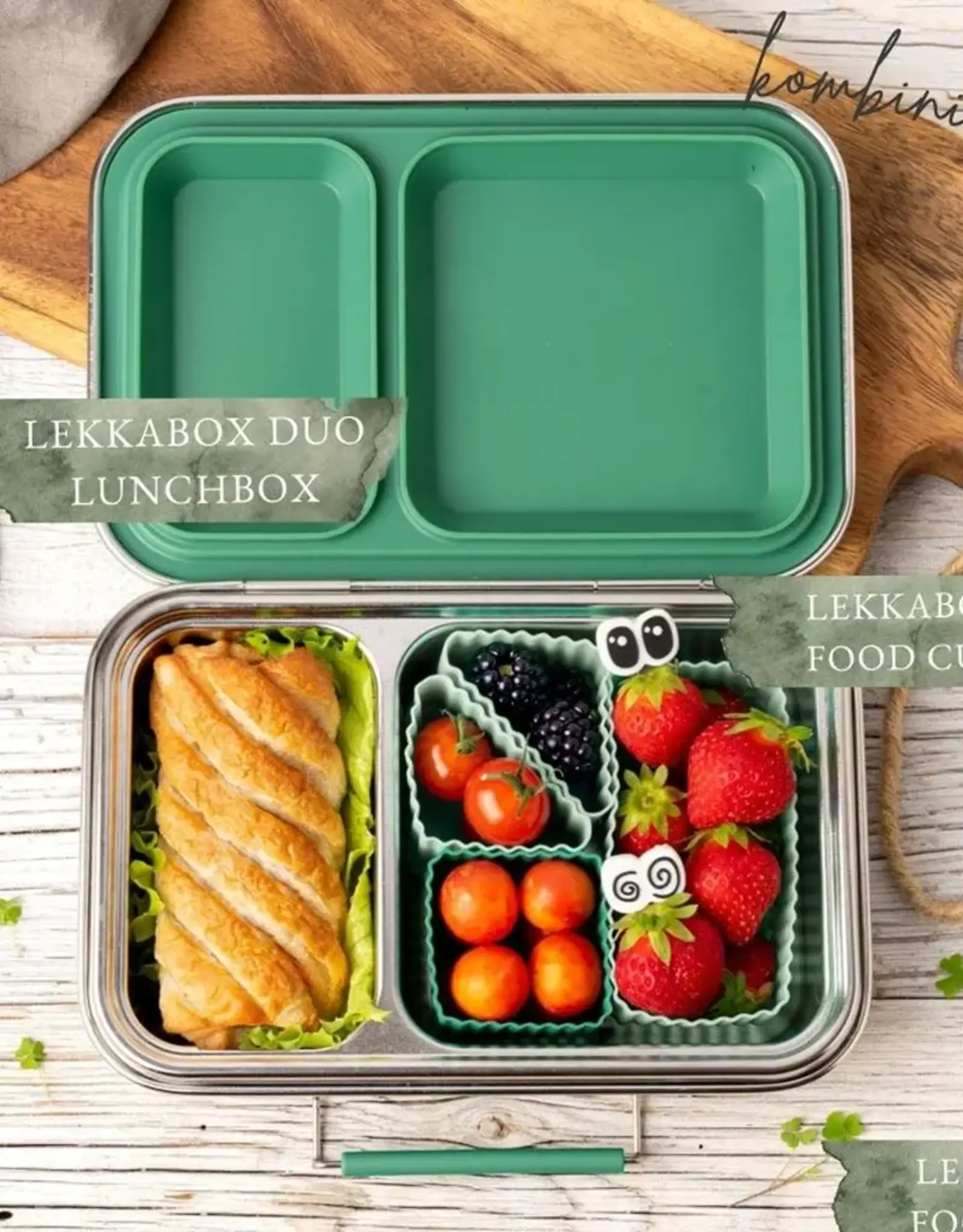 LEKKABOX Silicone Bento Cups - Rechthoek set/2 - Forest