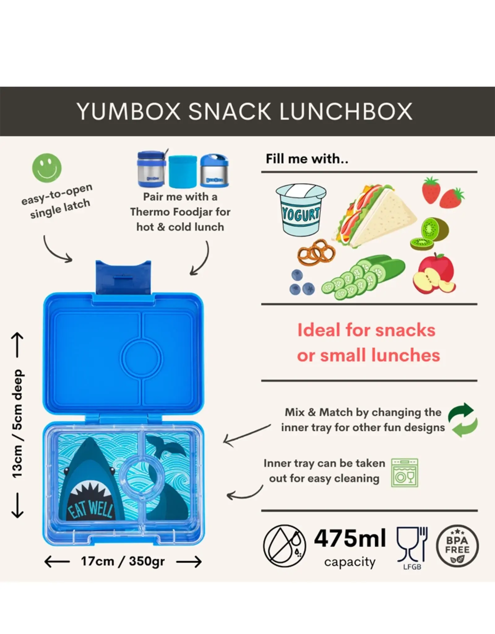 Yumbox Yumbox Snack 3-vakken - Surf Blue (Shark)