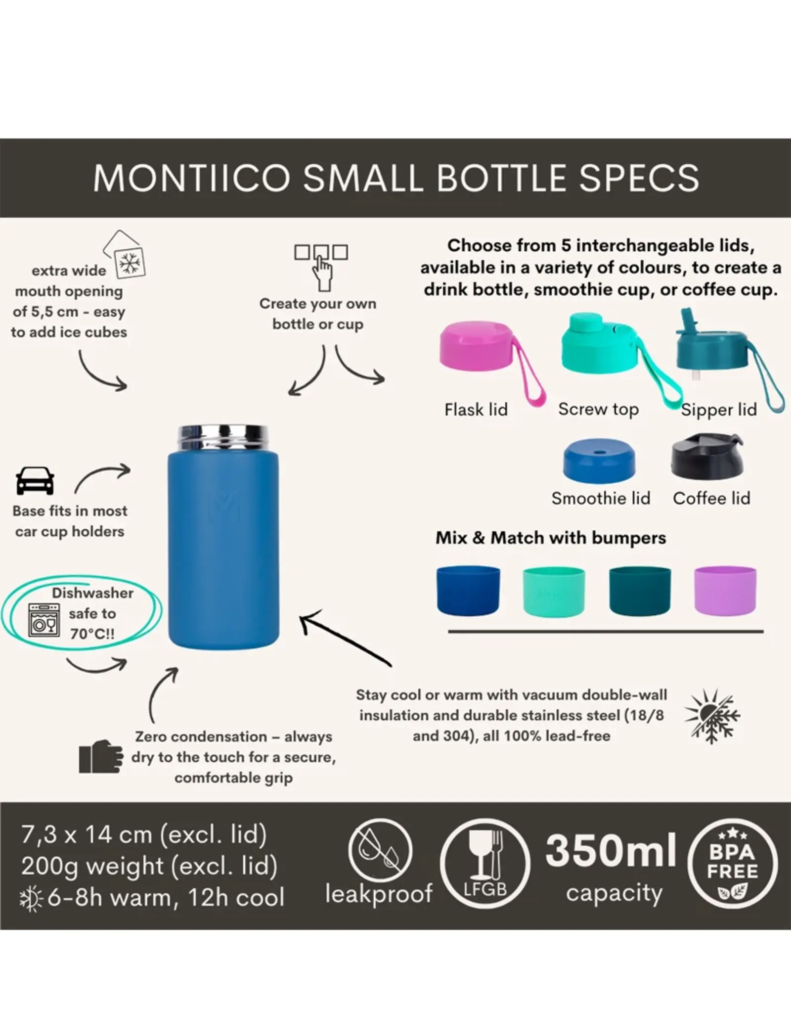 Montii Montii Fusion Thermische Fles ZONDER DOP 350 ml - Reef