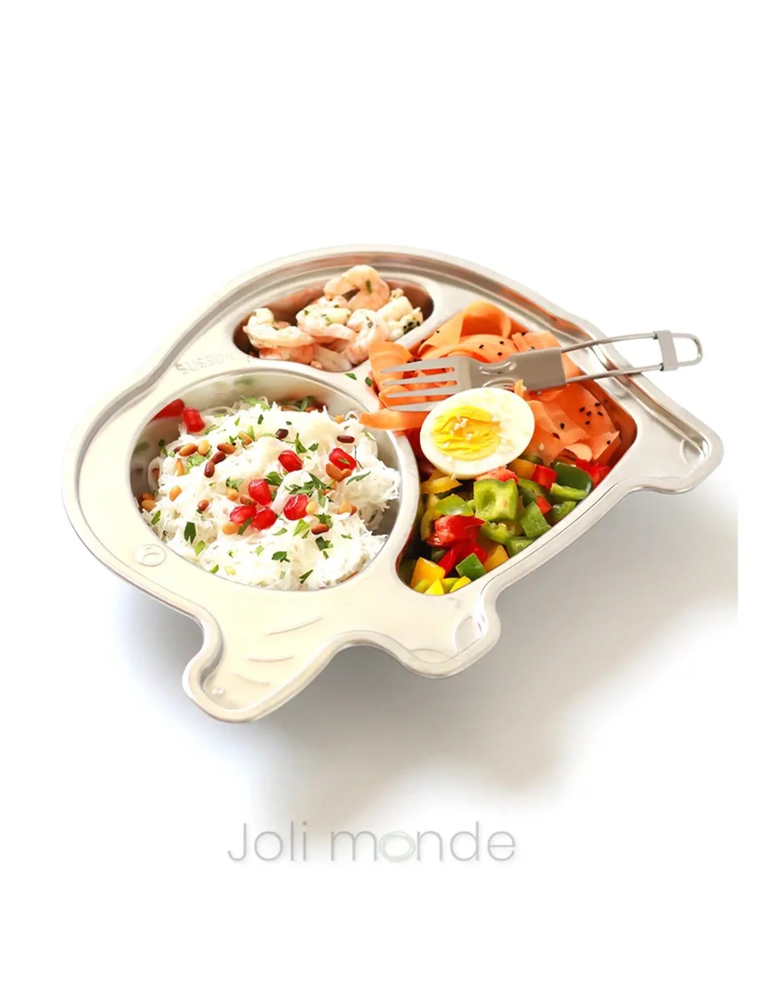 Joli monde Joli Monde - RVS kinderbord Olifant - 3 vakjes