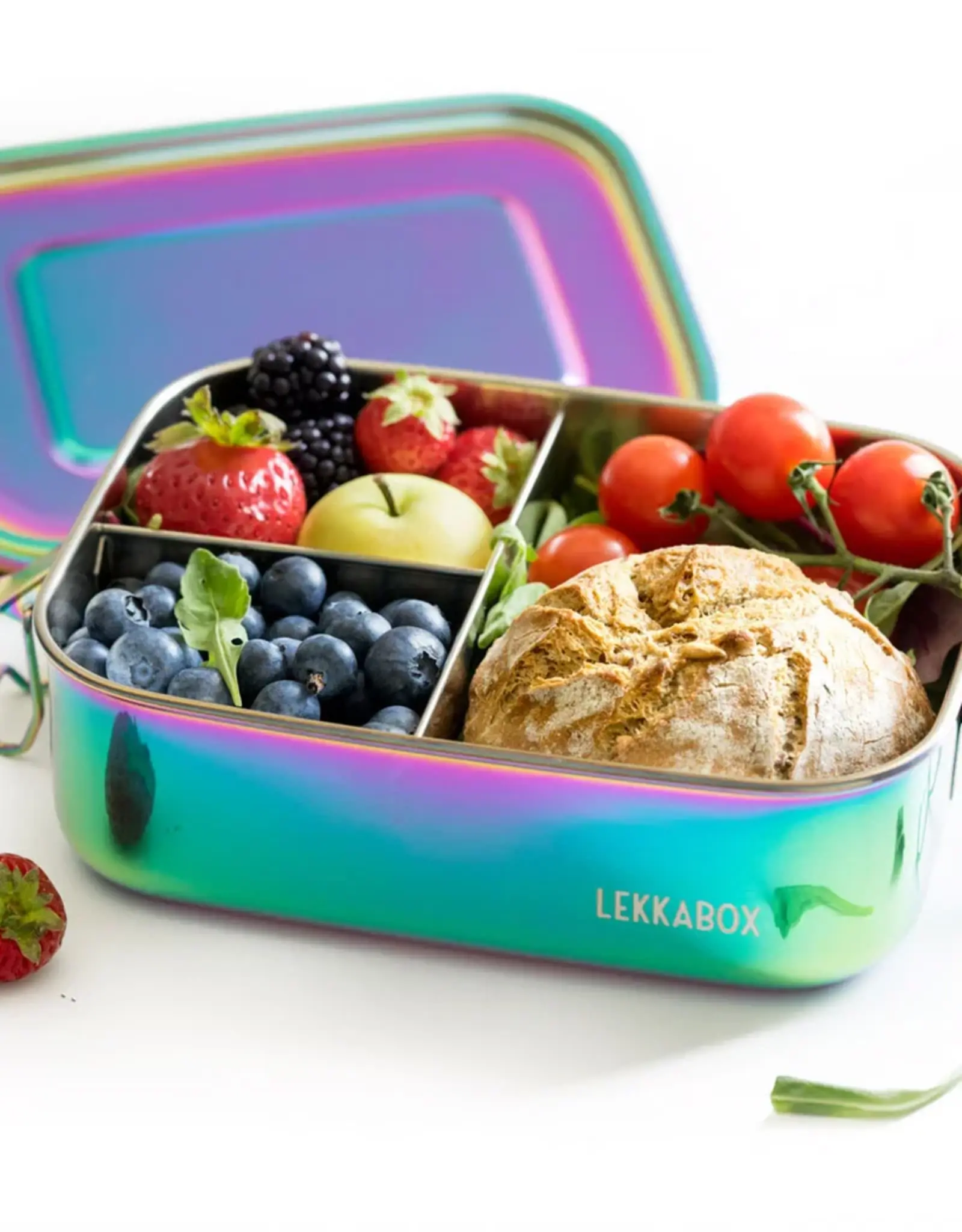 LEKKABOX Lekkabox Safe RVS Bentobox Regenboog - 1000ml met 3 vakken