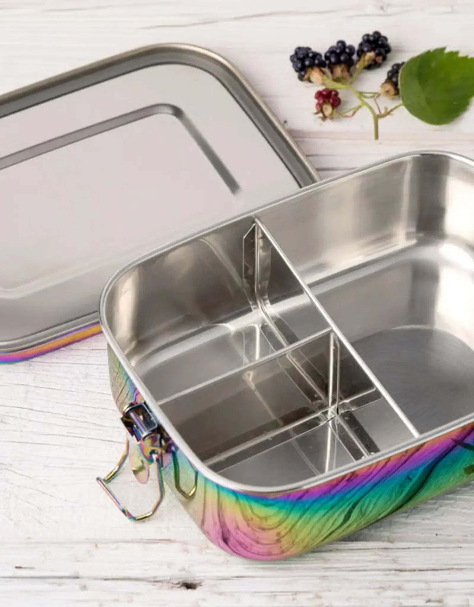 LEKKABOX Lekkabox Safe RVS Bentobox Regenboog - 1000ml met 3 vakken