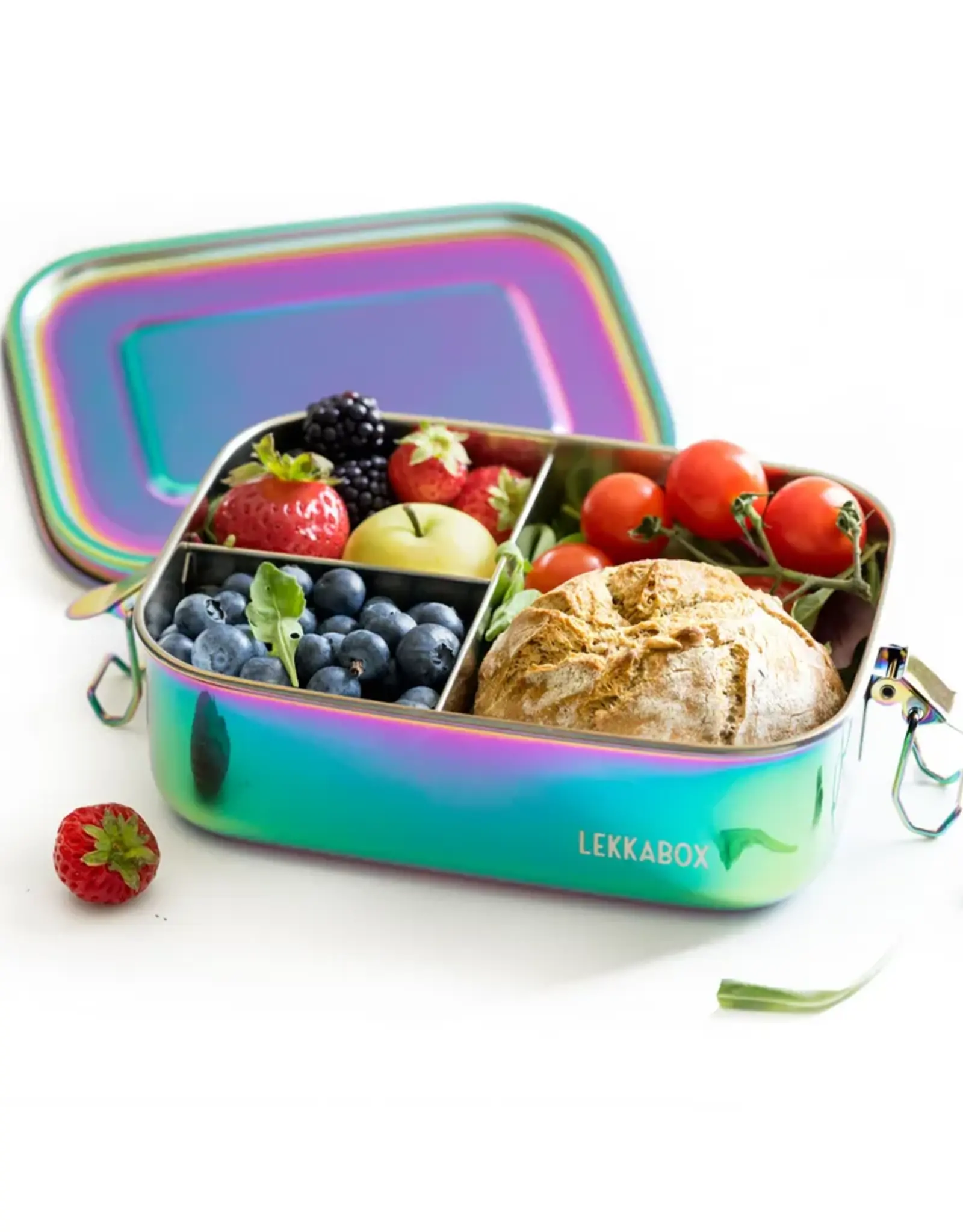 LEKKABOX Lekkabox Safe RVS Bentobox Regenboog - 1000ml met 3 vakken