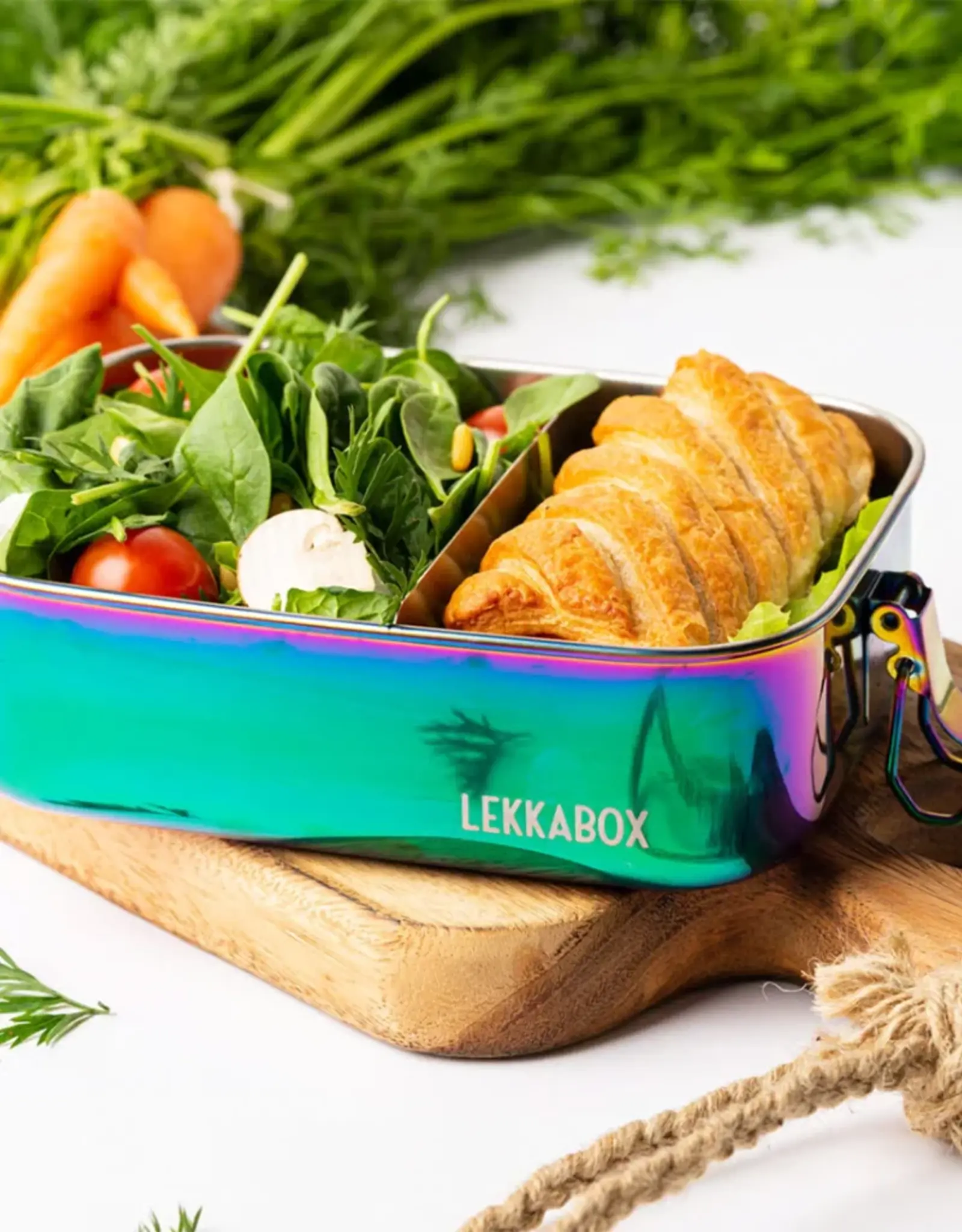 LEKKABOX Lekkabox Safe RVS Bentobox Regenboog - 1000ml met flexibele verdeler