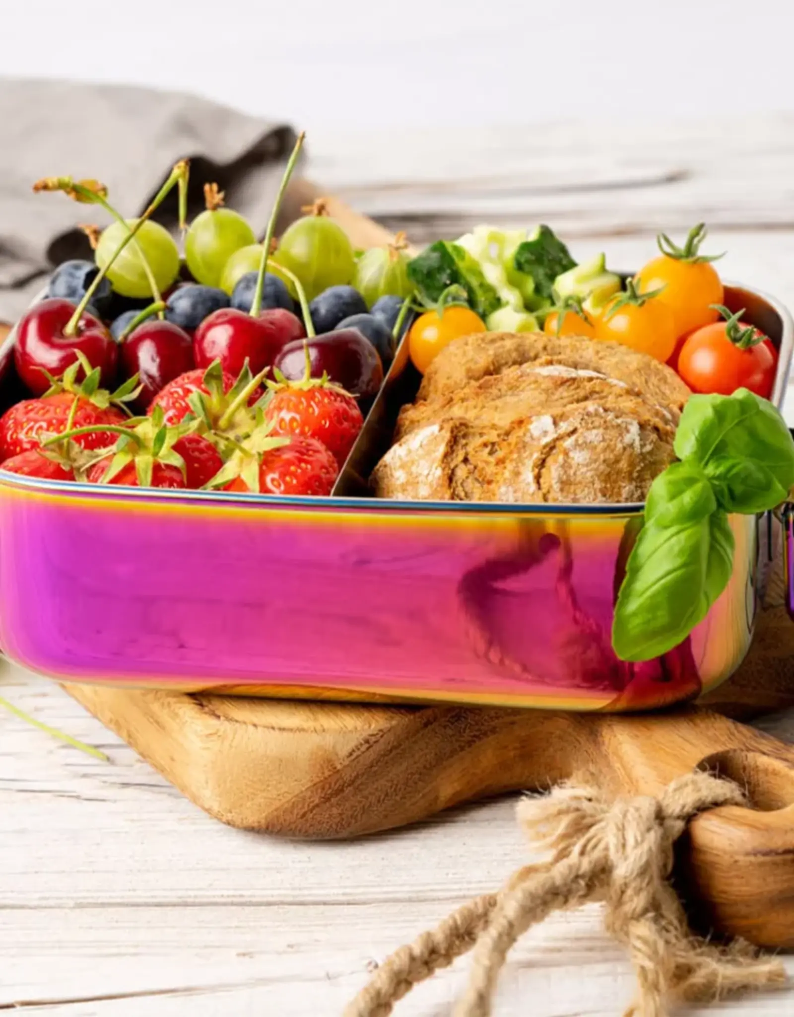 LEKKABOX Lekkabox Safe RVS Bentobox Regenboog - 1000ml met flexibele verdeler