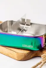LEKKABOX Lekkabox Safe - RVS Bentobox 1000ml met flexibele verdeler - Regenboog