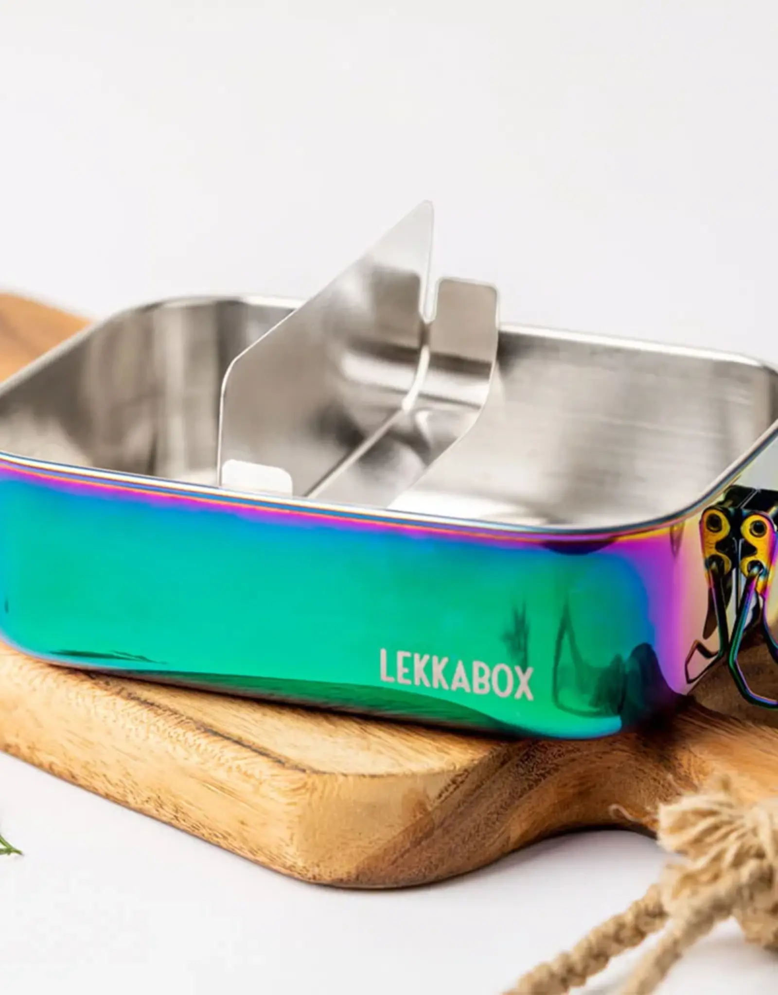 LEKKABOX Lekkabox Safe RVS Bentobox Regenboog - 1000ml met flexibele verdeler