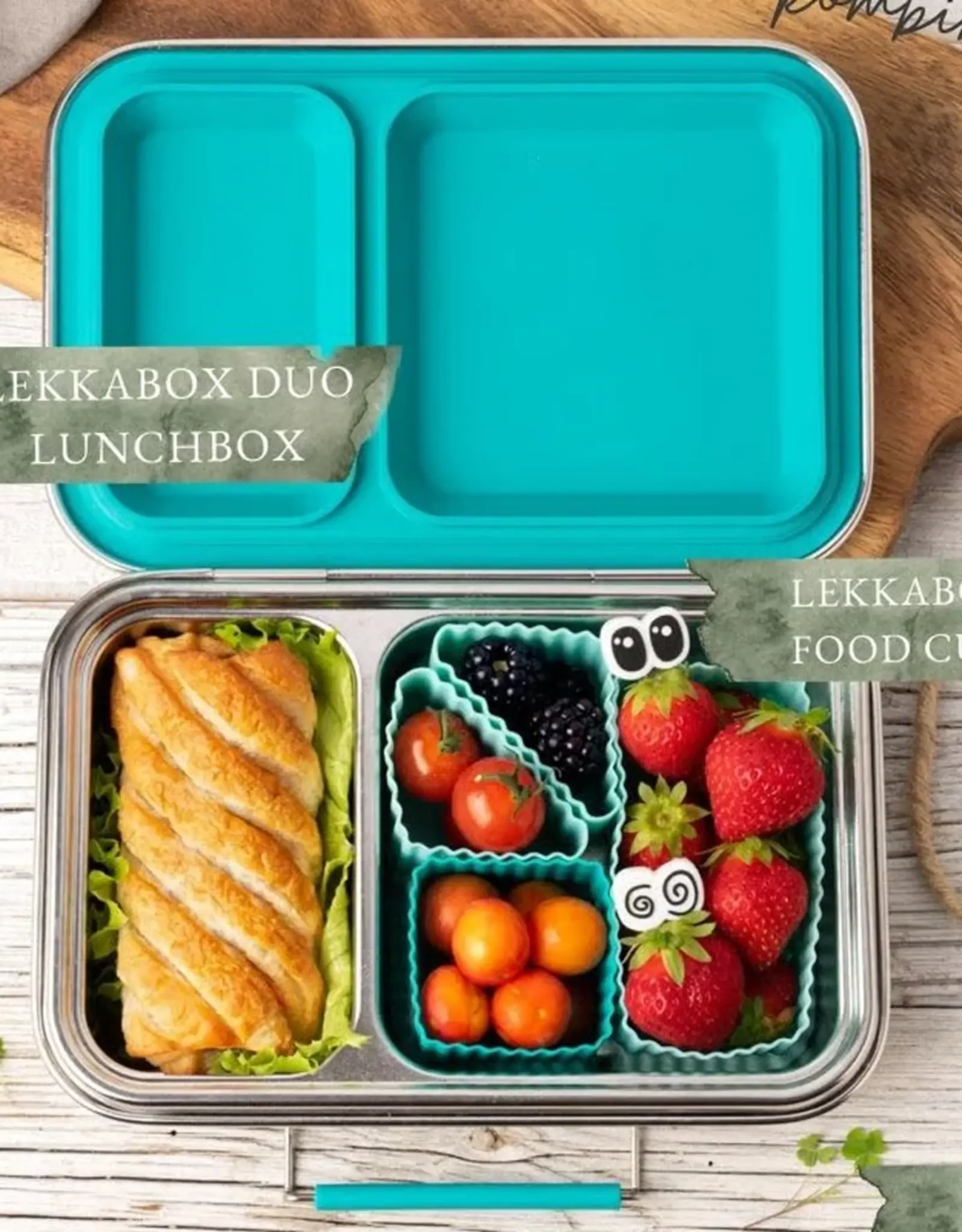 LEKKABOX Silicone Bento Cups - Rechthoek set/2 - Ocean