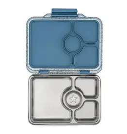 Yumbox Yumbox Prêt RVS 4-vakken - Paris Blauw Glitter