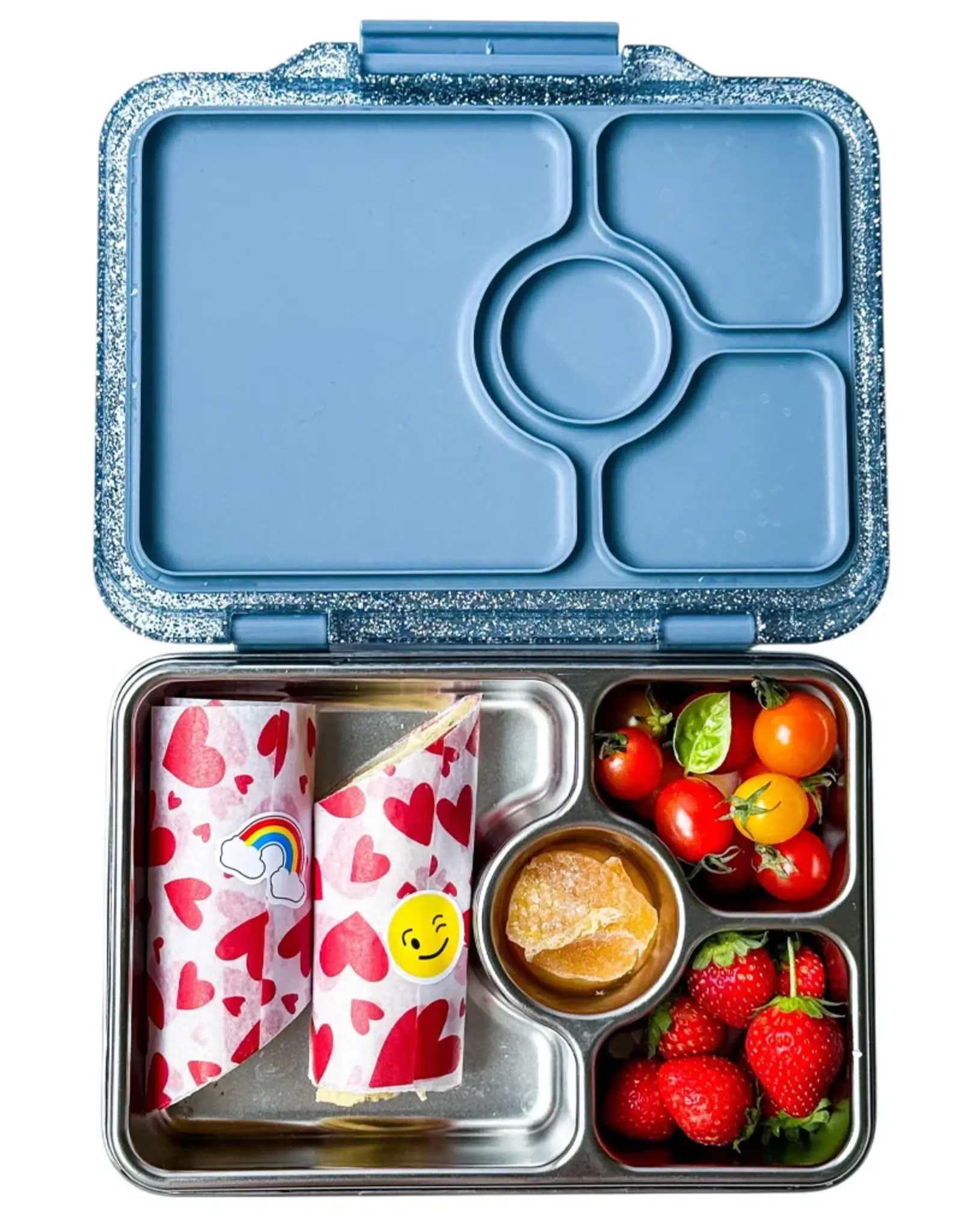 Yumbox Yumbox Prêt RVS 4-vakken - Paris Blauw Glitter
