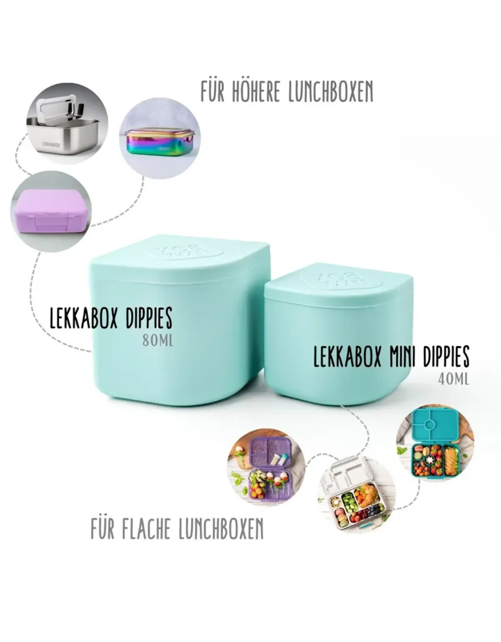 LEKKABOX Lekkabox Siliconen Dippotjes 80ml (set van 2) - Ocean
