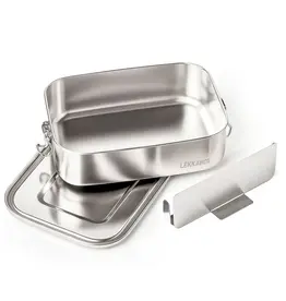 LEKKABOX Lekkabox Safe RVS Bentobox - 1400ml met flexibele verdeler