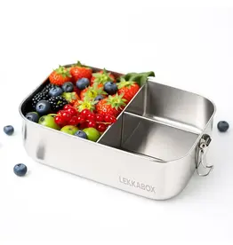 LEKKABOX Lekkabox Safe RVS Bentobox - 1400ml met 3 vakken
