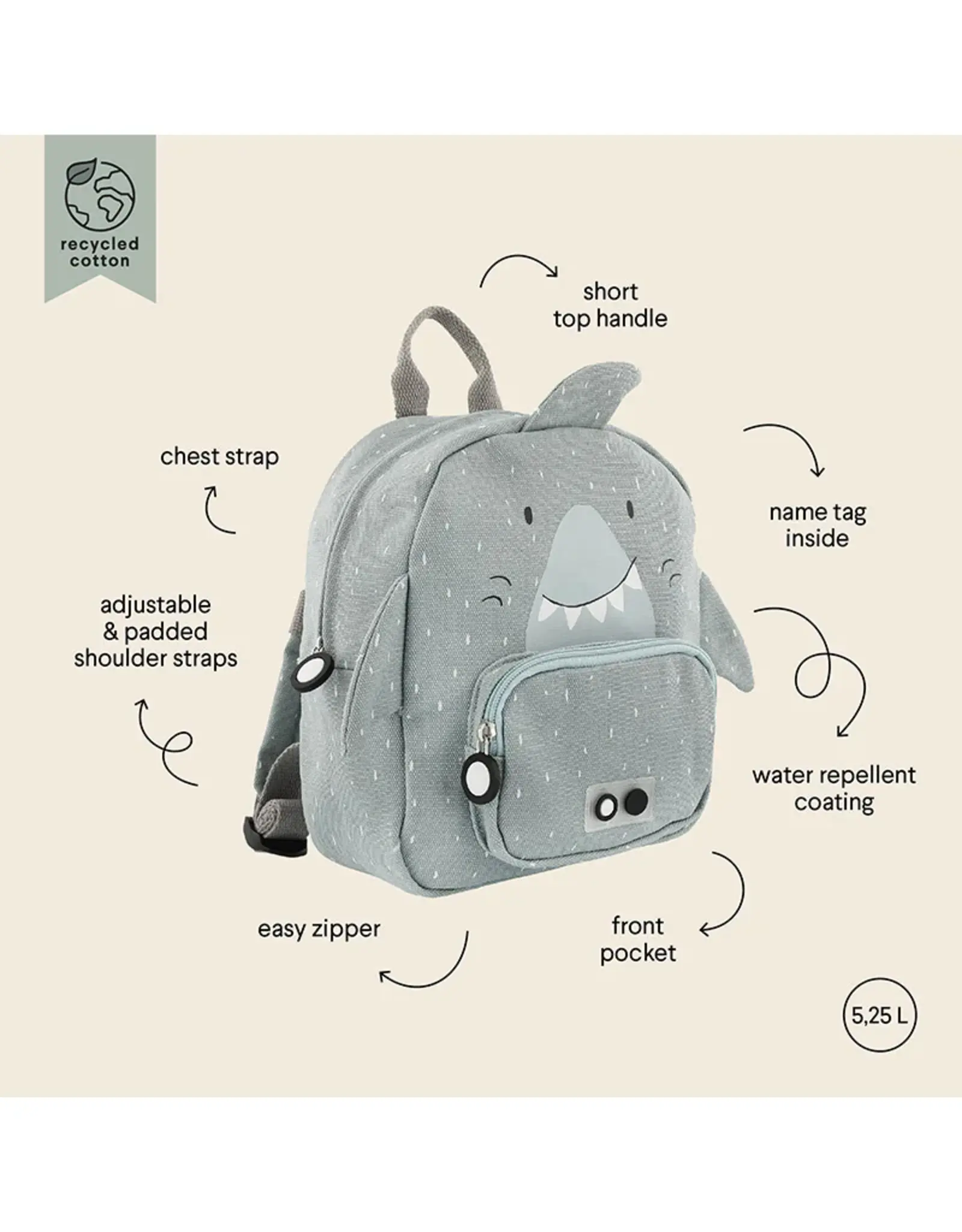 Trixie Trixie Rugzak Klein - Mr. Shark