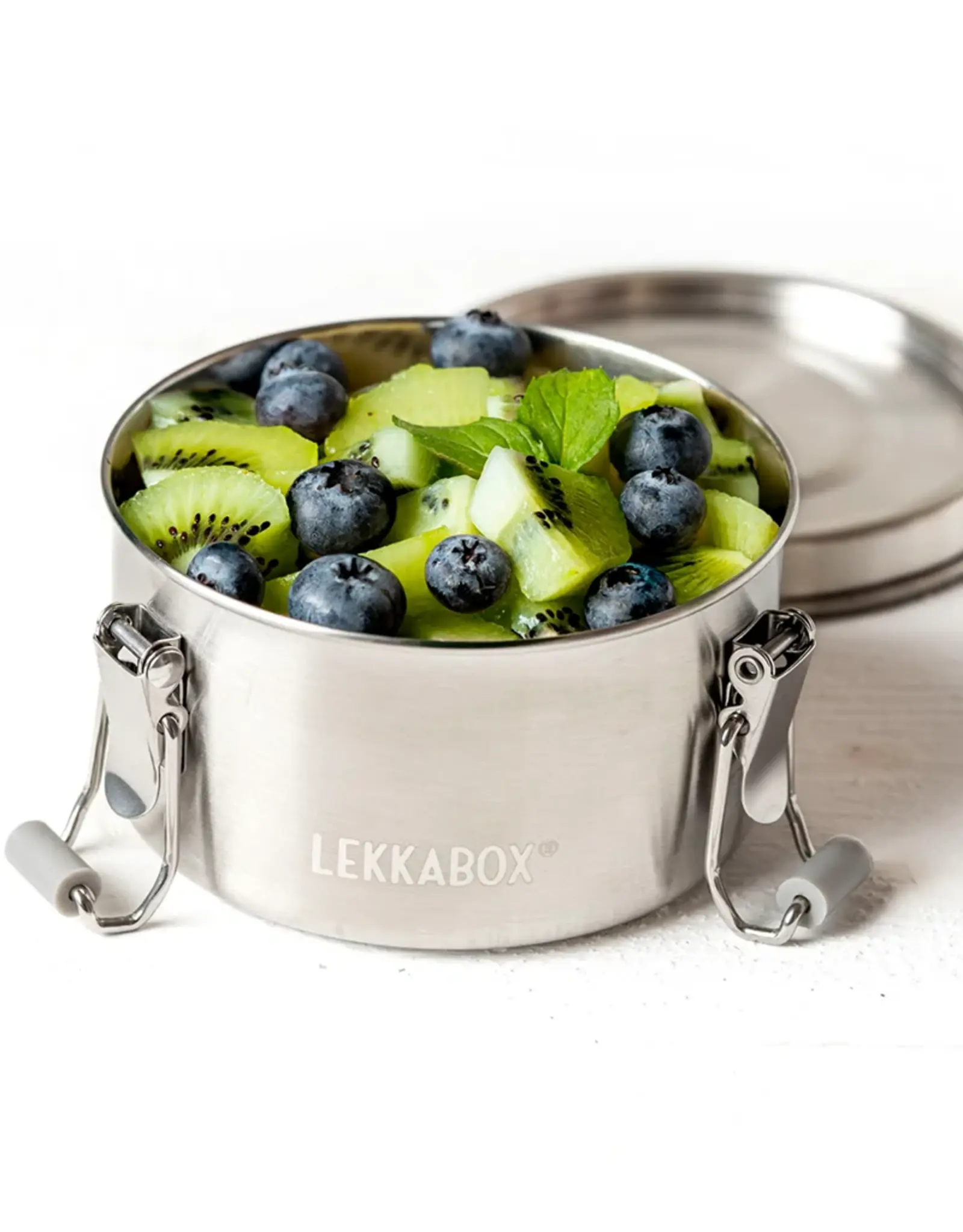 LEKKABOX Lekkabox Clipsy - RVS ronde snackdoos 400ml