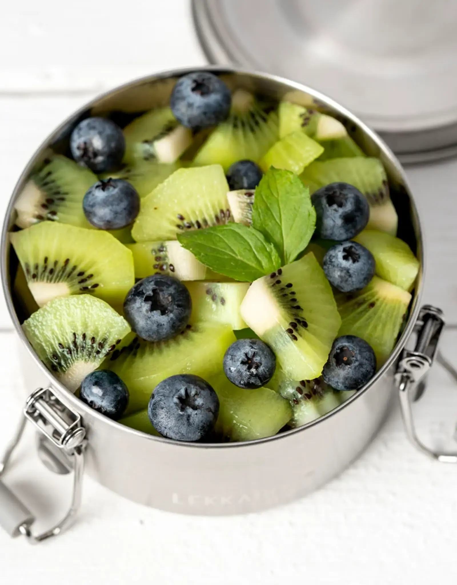 LEKKABOX Lekkabox Clipsy - RVS ronde snackdoos 400ml