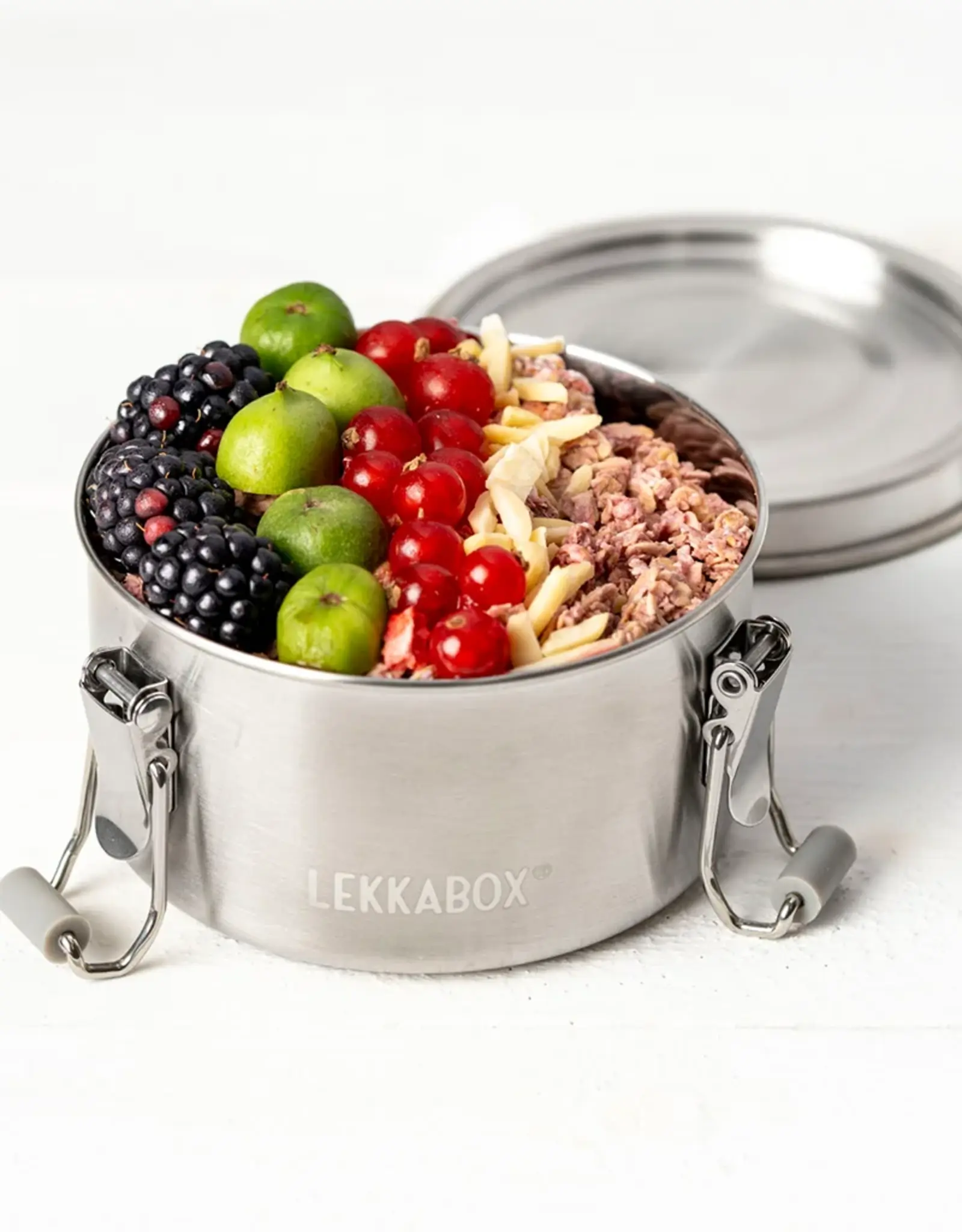 LEKKABOX Lekkabox Clipsy - RVS ronde snackdoos 400ml