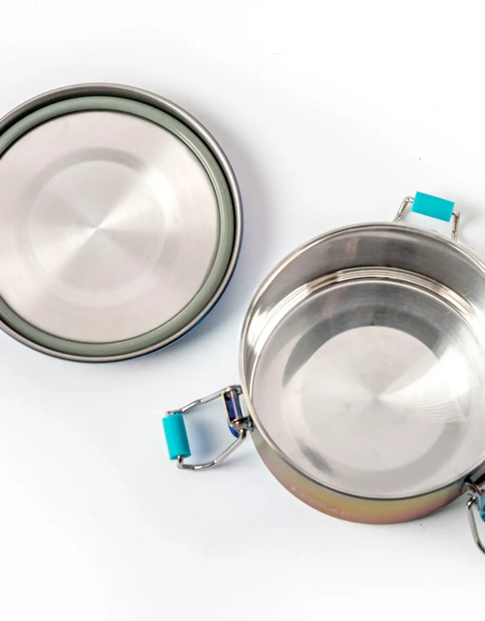 LEKKABOX Lekkabox Clipsy - RVS ronde snackdoos 400ml - Regenboog