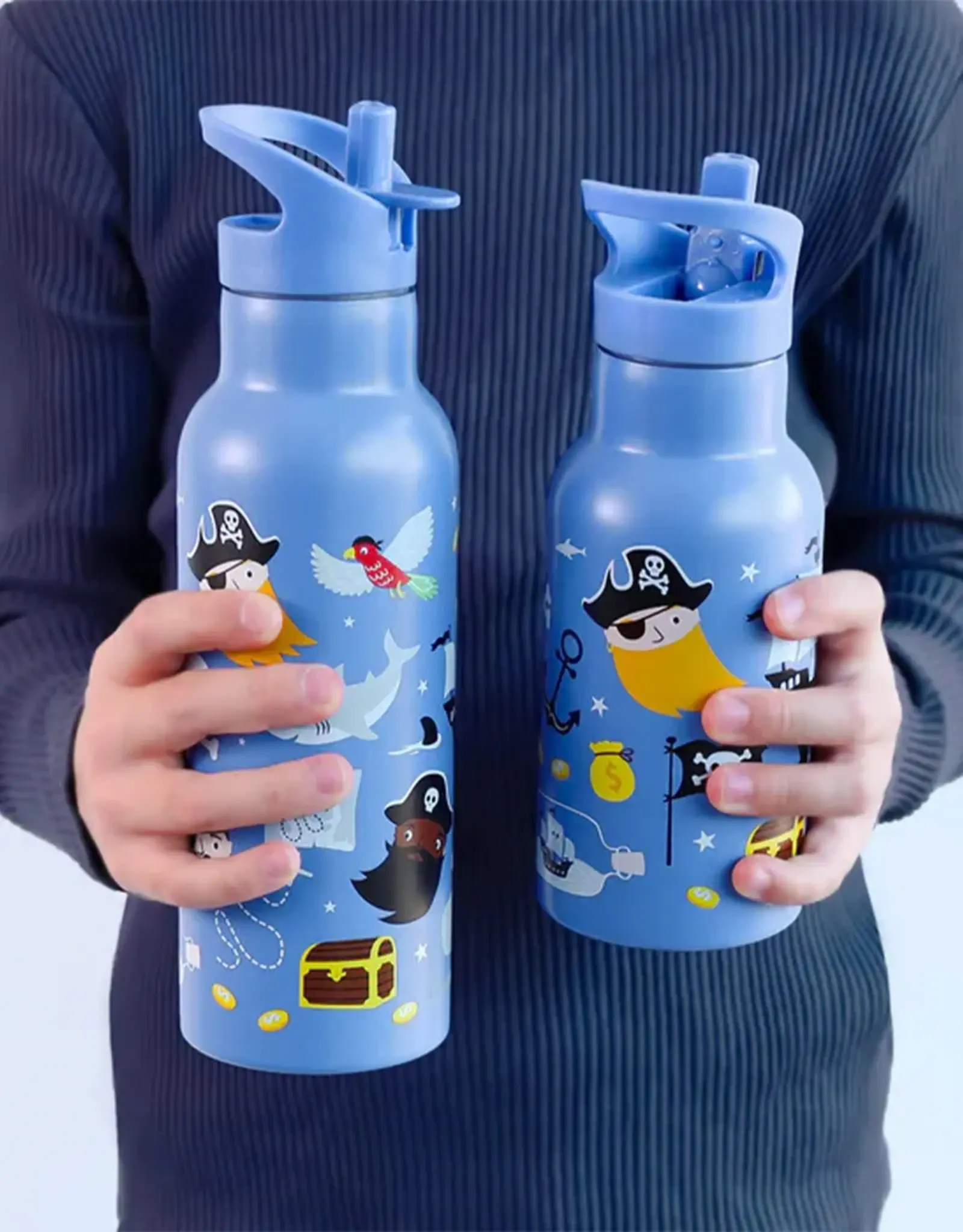 A Little Lovely Company Set dop, rietje & borstel - 350/500 ml - Piraten