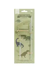 A Little Lovely Company Set dop, rietje & borstel - 350/500 ml - Dinosaurussen