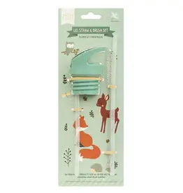 A Little Lovely Company Set dop, rietje & borstel - 350/500 ml - Bosvriendjes