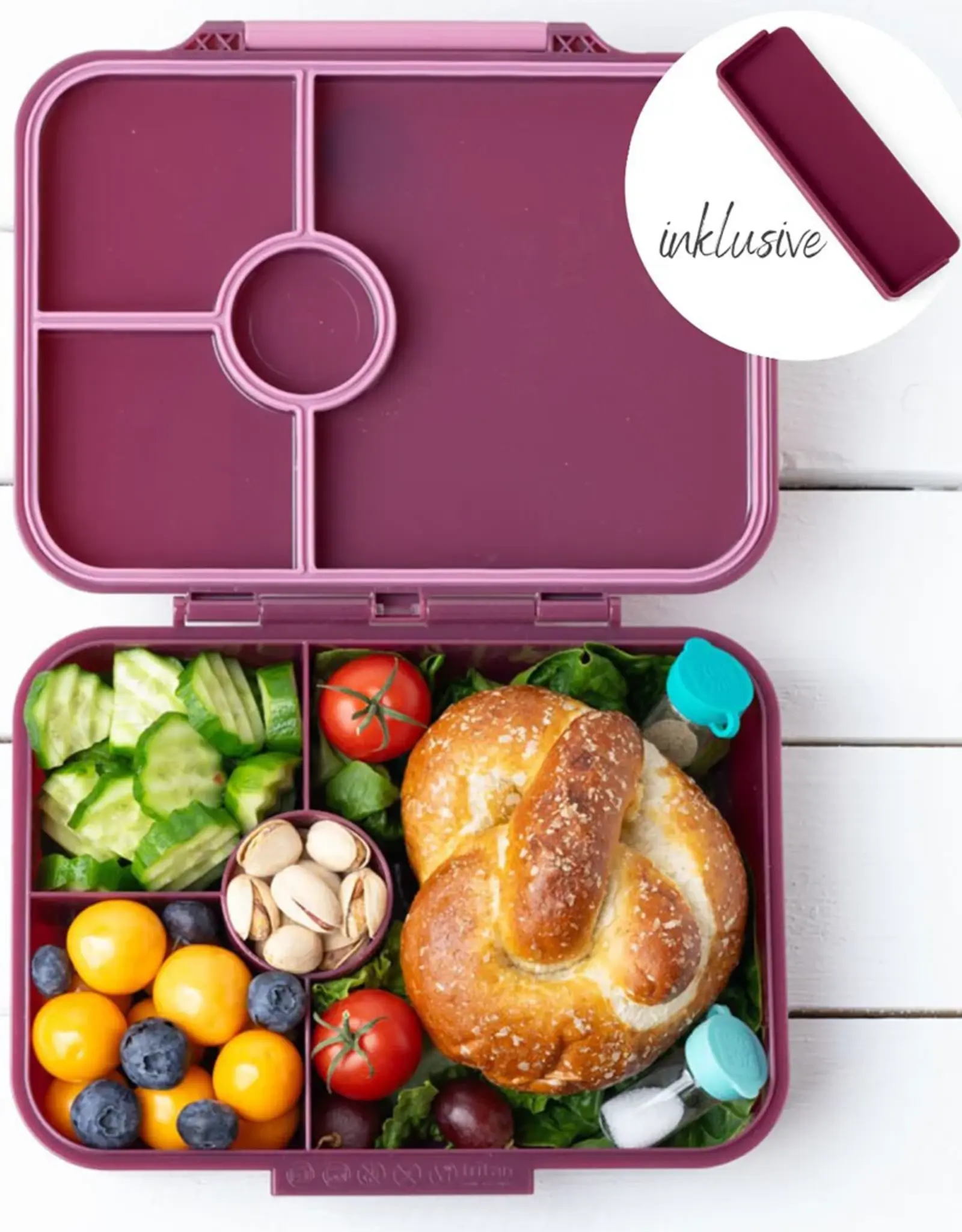 LEKKABOX Lekkabox Classic - Lunchbox met 4 vakken - Plum