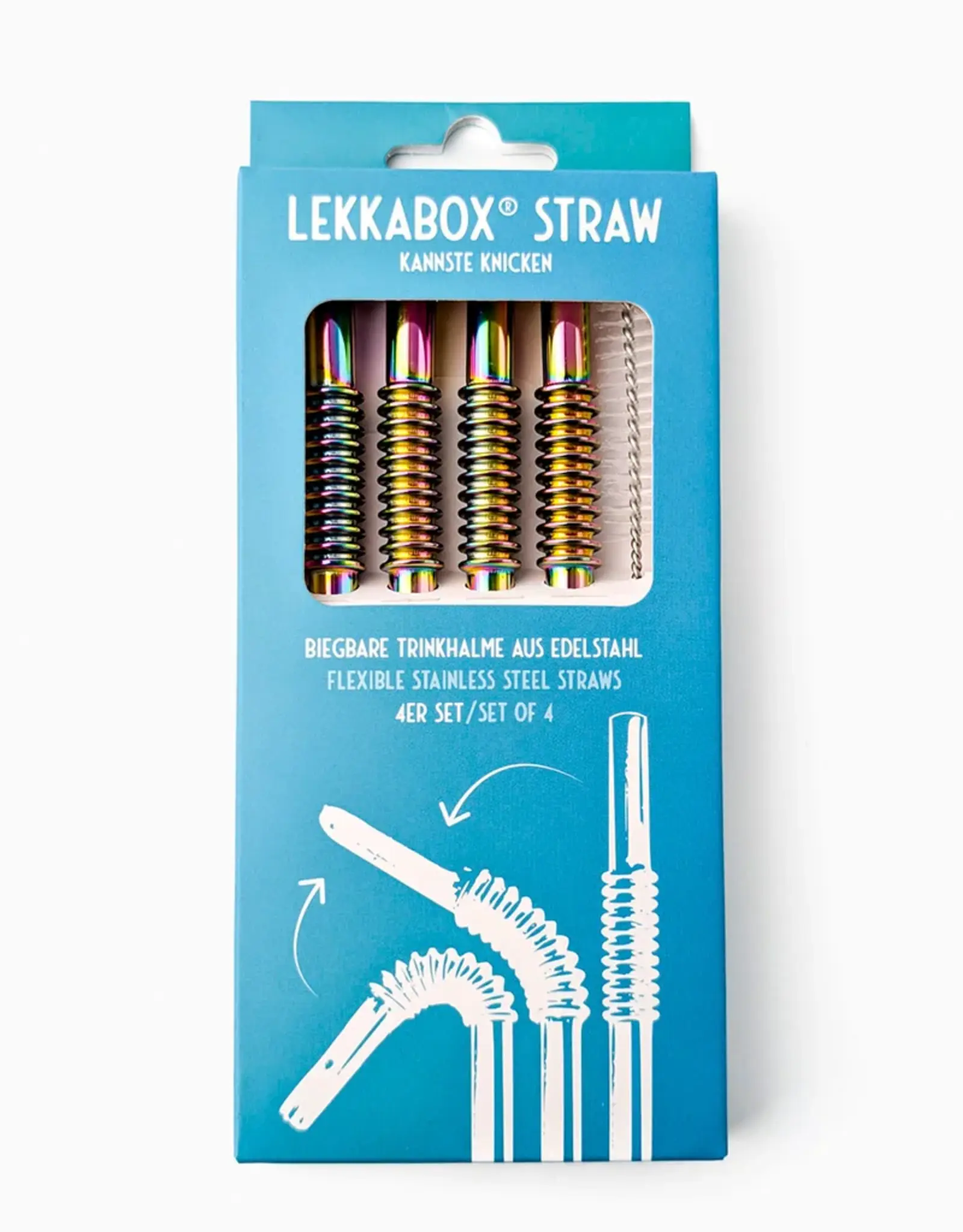 LEKKABOX Lekkabox Rietjes - RVS buigbare rietjes - set van 4
