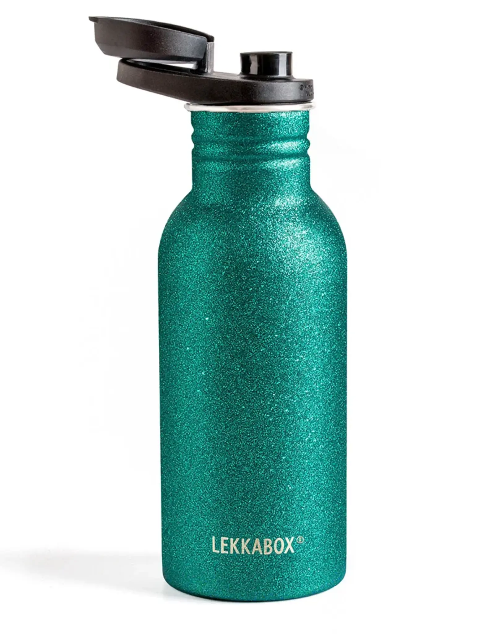 LEKKABOX Lekkabox GO - RVS drinkfles 500ml - Glitter Aqua