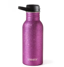 LEKKABOX Lekkabox GO - RVS drinkfles 500ml - Glitter Pink