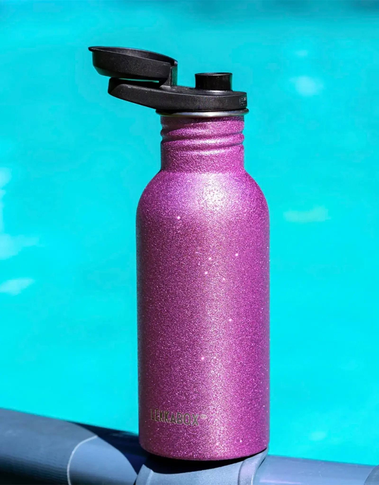 LEKKABOX Lekkabox GO - RVS drinkfles 500ml - Glitter Pink