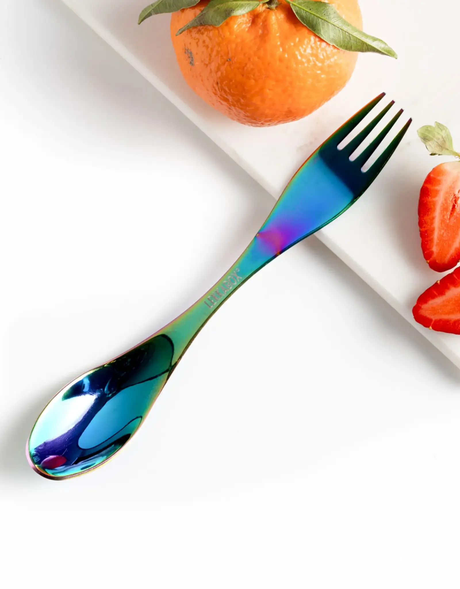 LEKKABOX Spork in RVS 19 cm - Regenboog