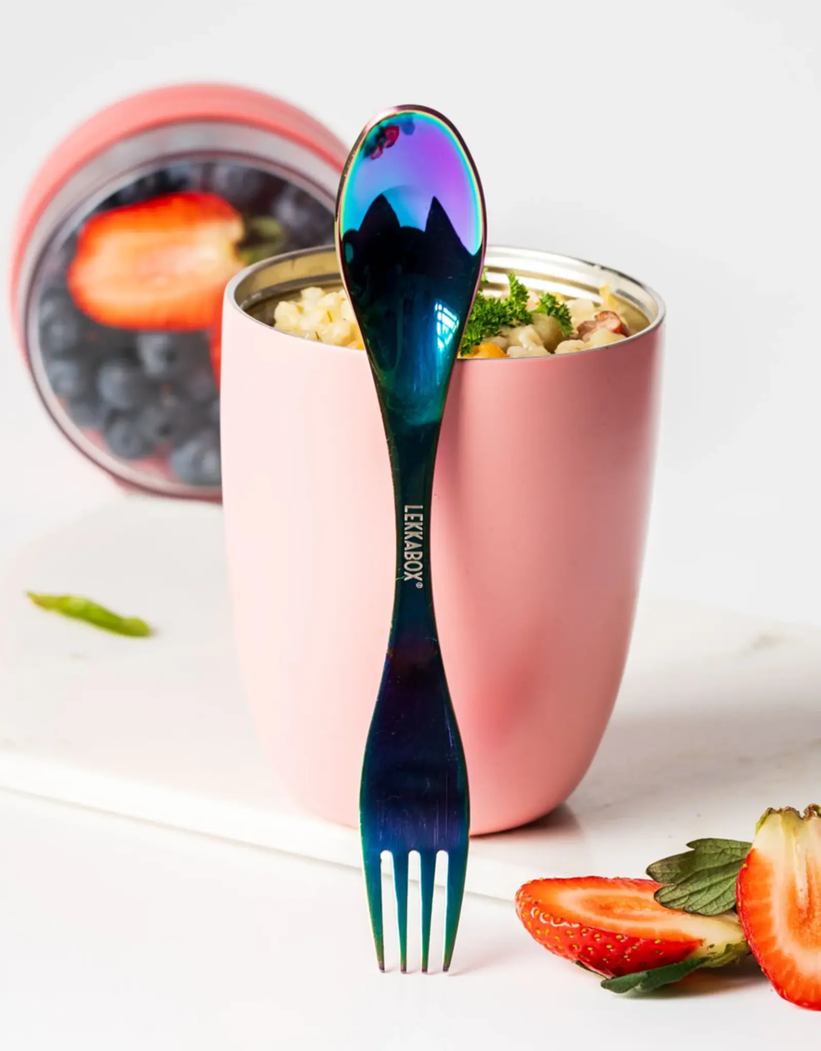 LEKKABOX Spork in RVS 19 cm - Regenboog