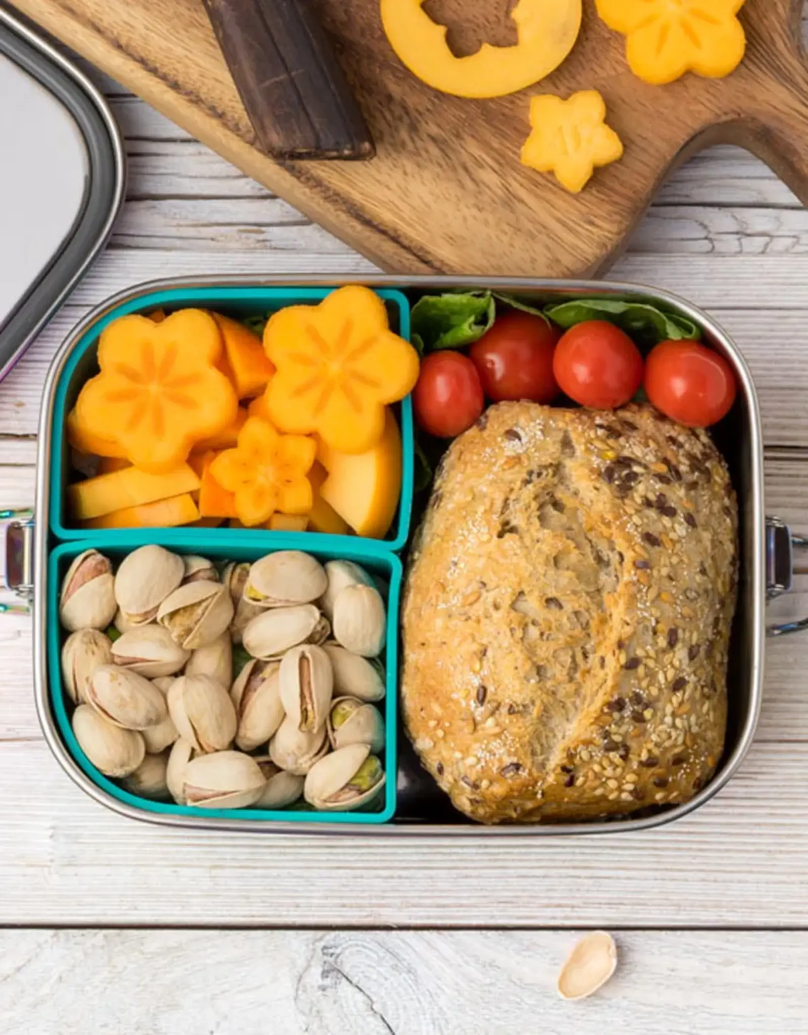 LEKKABOX Lekkabox Safe - RVS Bentobox 800ml - Regenboog