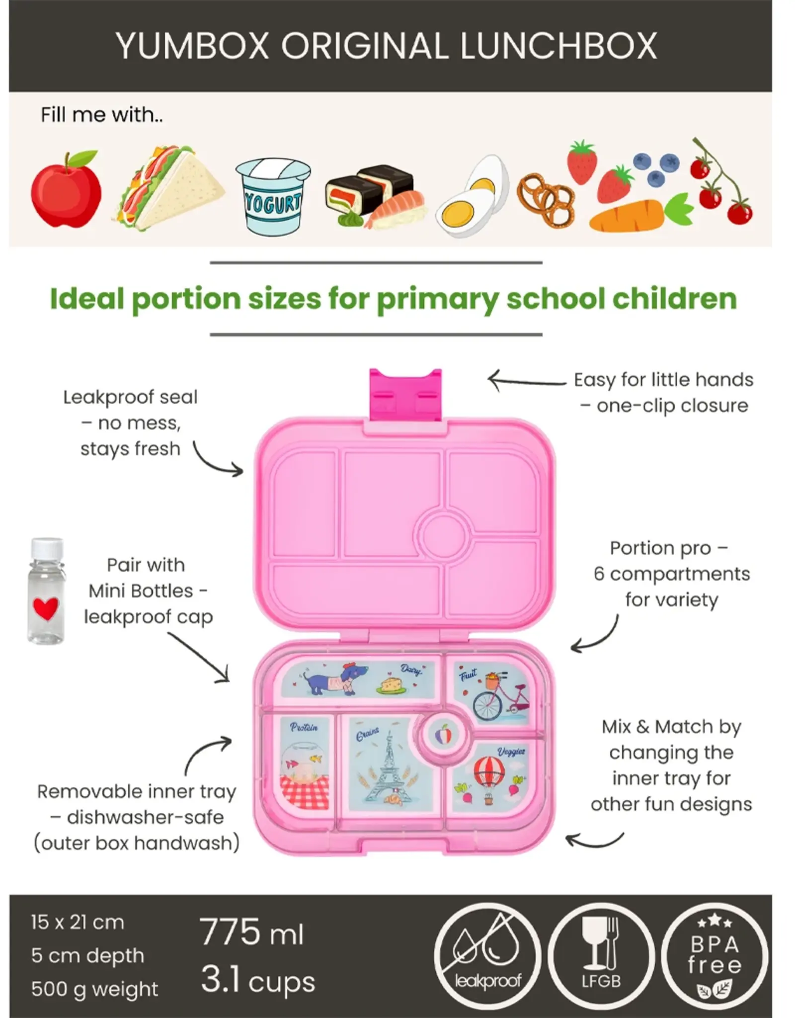 Yumbox Yumbox Original 6-vakken - Power Pink (Paris)