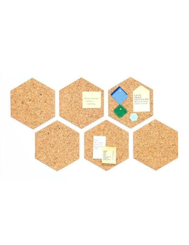 Kork Pinnwand Sechseck - Country - selbstklebend - 30 x 30 cm - 6 Stück