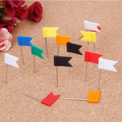 Flaggen-Pins (Fahnen-Pins) – 100 Stück für Pinnwände und Karten