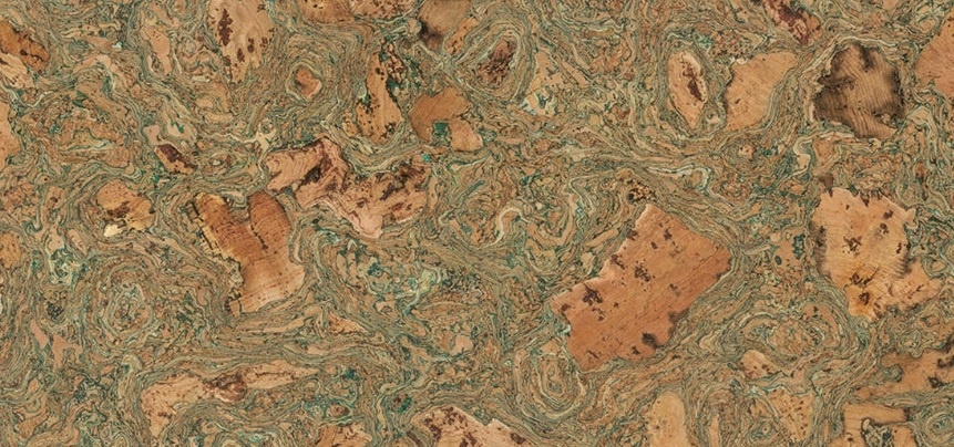 Wandkork 'Twist Green' - 60 x 30 cm - 3mm dik - pro m²