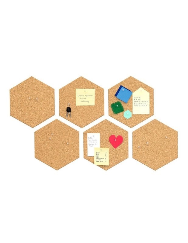 Kork Pinnwand Sechseck - naturel - selbstklebend - 30 x 30 cm - 6 Stück
