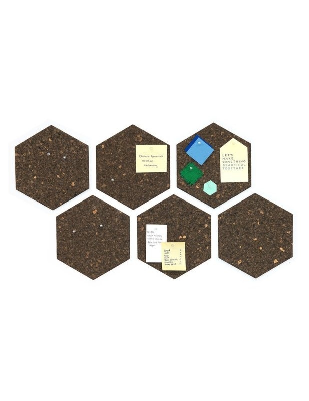 Kork Pinnwand Sechseck - Dunkelbraun - selbstklebend - 30 x 30 cm - 6 Stück
